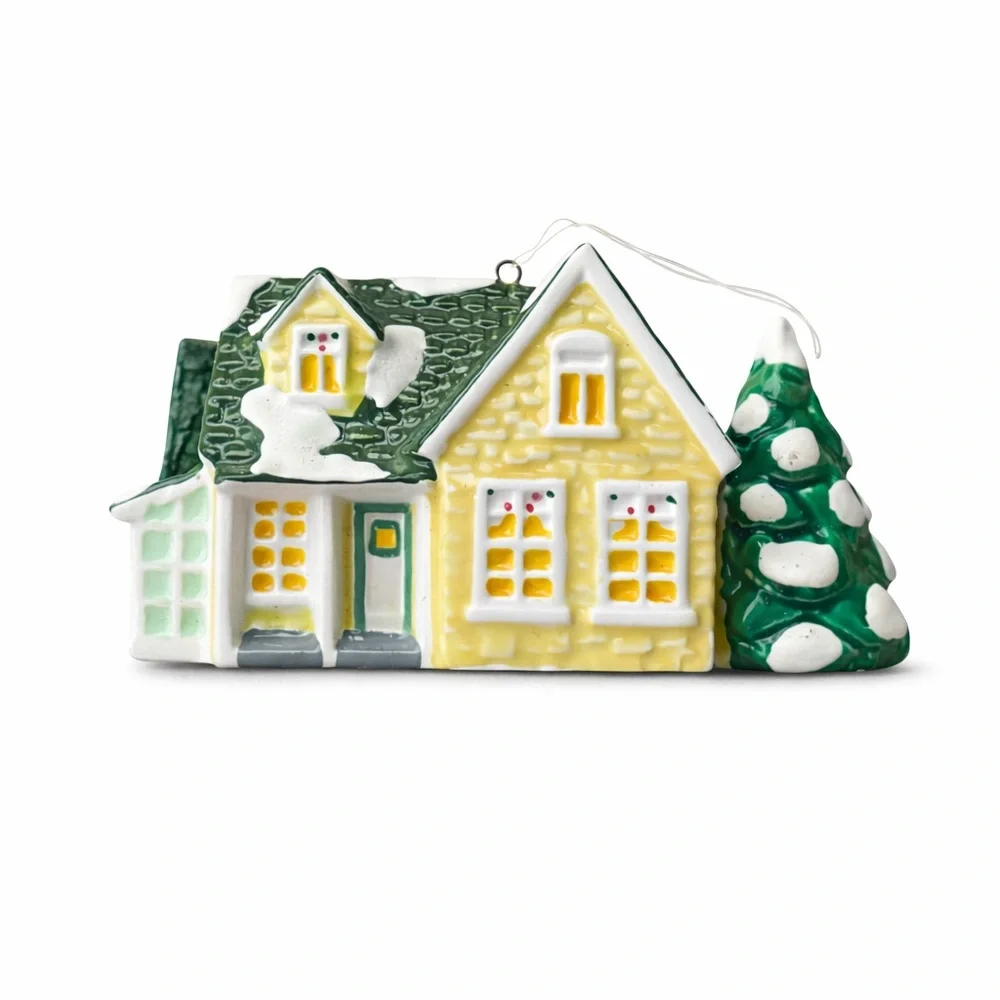 Department 56 Yellow Nantucket House Ornament with Green Roof